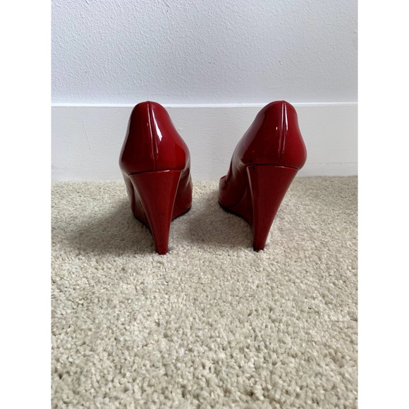 Miu Miu Red Patent Peep-toe Wedges - Picture 5 of 7